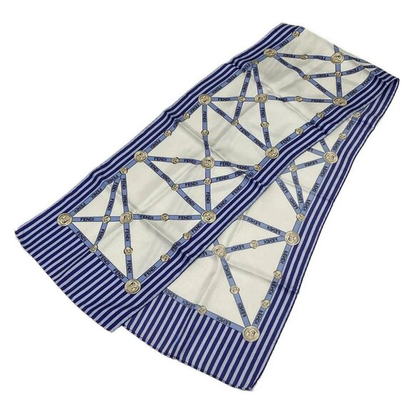 Auth FENDI - Light Blue Navy Multi Scarf - Picture 1 of 4